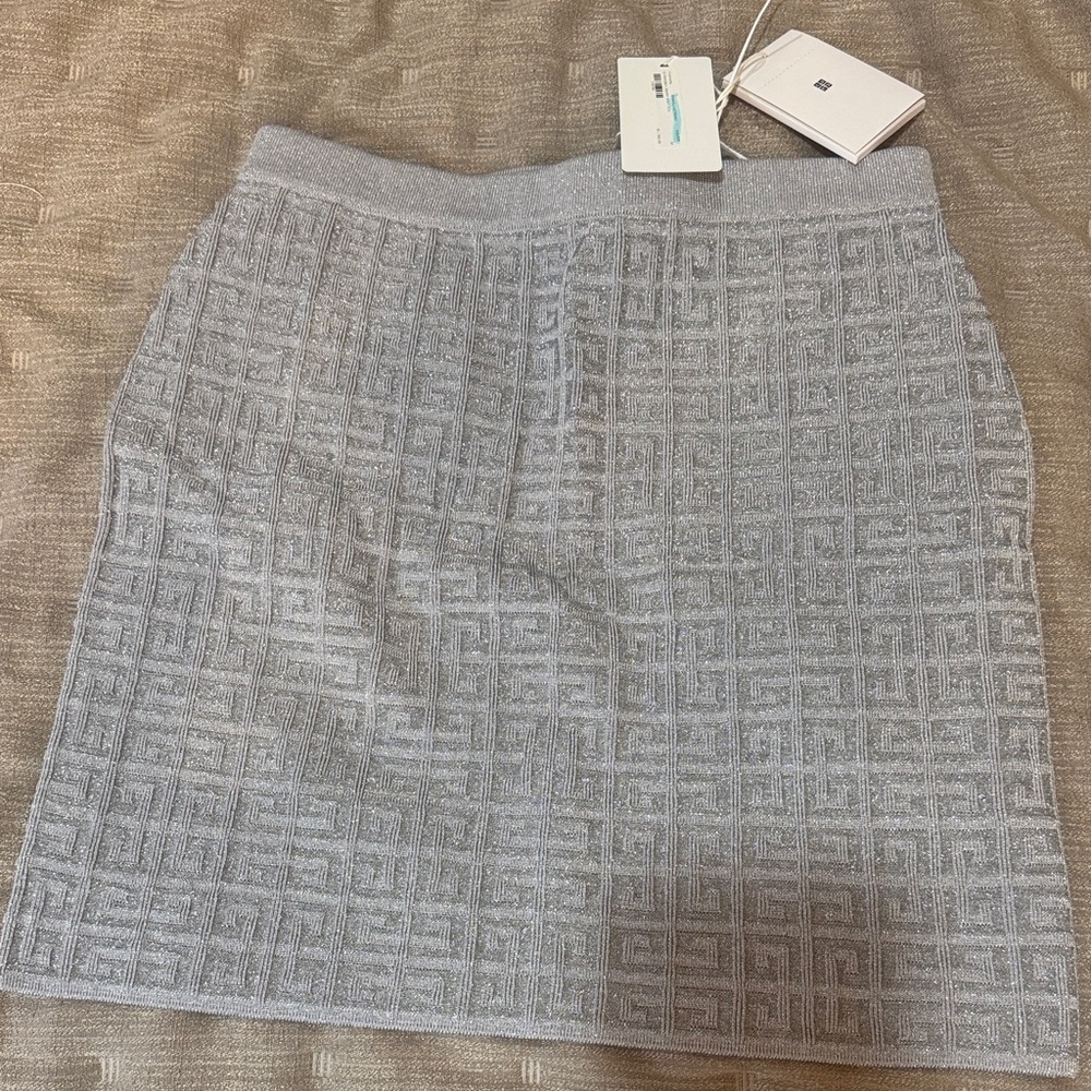 Givenchy Silver Gray Textured Mini Skirt